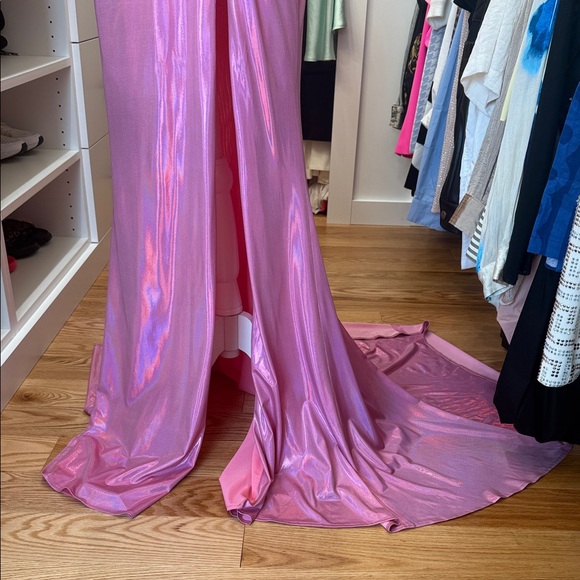 Portia and Scarlett Shimmering Pink Backless Dress - Picture 3 of 4